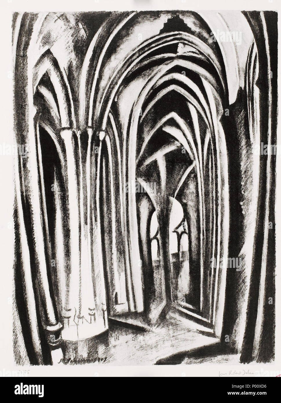 . Anglais : Saint Séverin (Loyer-Perussaux 2). Lithographie, 1923-1925, impression posthume, numérotée 20/75, inscrit 'pour Robert Delaunay' et signé par Sonia Delaunay, au crayon et le timbre "Atelier Robert Delaunay' ; 56,5 x 42,5 cm . Entre 1923 et 1925. Robert Delaunay (1885-1941) Noms alternatifs Robert Delaunay II ; Robert II ; Delaunay Robert Delaunay (1885-1941) ; Robert Victor Félix Delaunay, Delaunay Peintre et artiste français Description Date de naissance/décès 12 Avril 1885 25 octobre 1941 Lieu de naissance/décès Paris Montpellier contrôle d'autorité : Q33978 : VIAF ?68979341 JE Banque D'Images