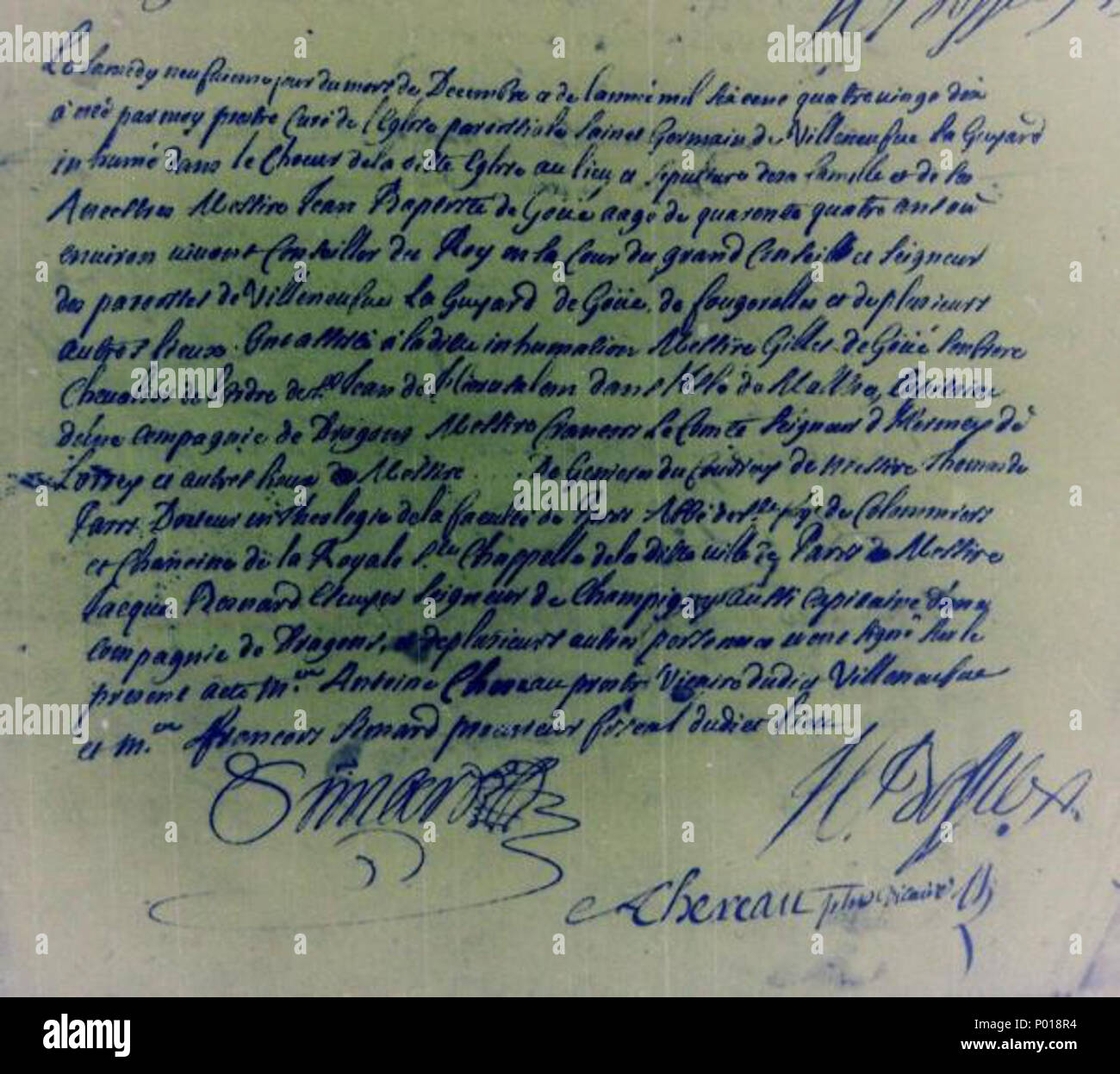 . Acte 1850 de Jean-Baptiste de Goué . 17e siècle. Inconnu 1 -de-goue-seigneur-de-v-l-g Banque D'Images