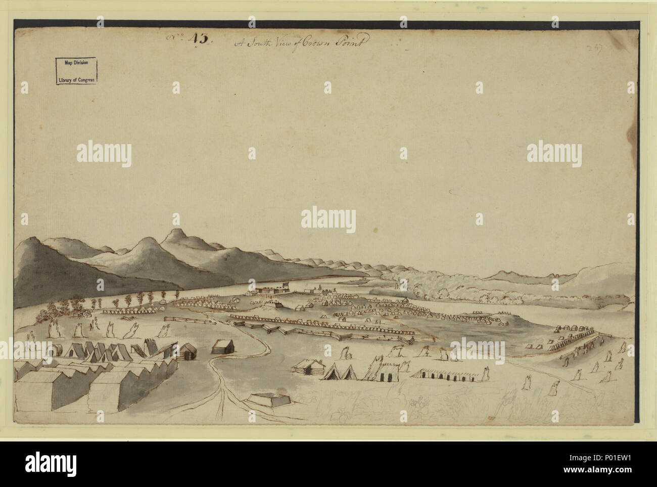 . Anglais : Titre : Une vue du sud de Crown Point Abstract/moyenne : 1 dessin : gris, noir et laver l'encre sépia. . 1760. Davies, Thomas, 1737-1812, environ 207 artistes une vue du sud de Crown Point RCAC2004661622 Banque D'Images