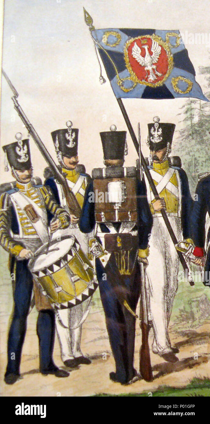 . Anglais : les soldats de la 5e, 6e et 7e régiments d'infanterie de l'armée polonaise pendant l'Insurrection de Novembre ; une version recadrée d'une image représentant plus uniformes des forces polonaises de l'Insurrection de Novembre . 1887. Chromolitograph zincography avec anonyme (aquarelle) basé sur les croquis par : Juliusz Kossak (1824-1899) peintre polonais Description Date de naissance/décès 15 Décembre 1824 3 février 1899 Lieu de naissance/décès Nowy Wi ?nicz Kraków lieu de travail Lviv ; Paris ; Munich ; Varsovie contrôle d'autorité : Q956091 : VIAF ?52488587 ISNI : ?0000 0001 2101 3642 ULAN : ?500029826 RCAC : ?n G85202855 Banque D'Images