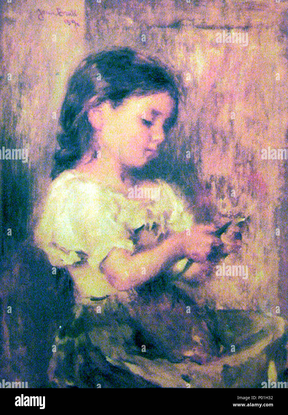 . Français : Nena pelant patates . Français : Nena pelant patates . (1890) 2 Nena pelant patates - Joan Brull i (1863-1912) de Vinyoles Banque D'Images