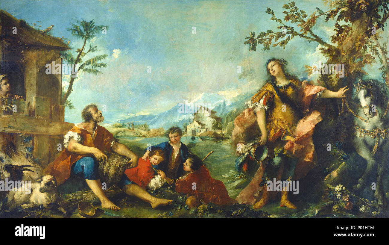 Gian Antonio Guardi, Francesco Guardi, Erminia et les bergers, Italien, 1712 - 1793, 1750/1755, huile sur toile, Ailsa Mellon Bruce Fund 9 Erminia et les Bergers G-001369-20120604 Banque D'Images
