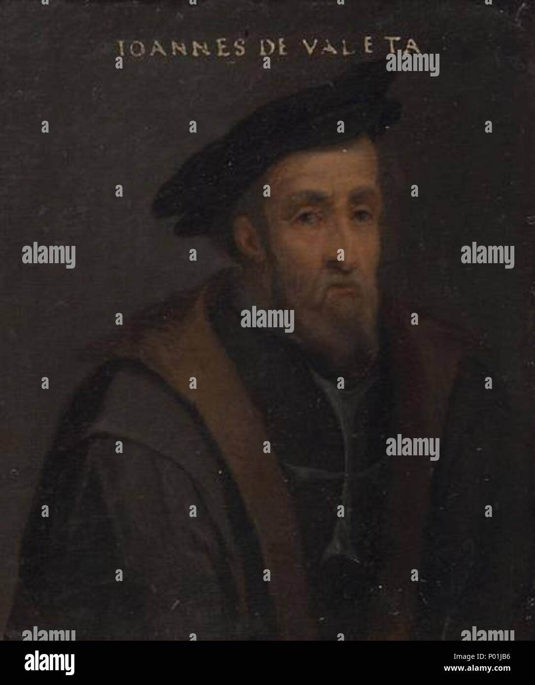 . Portrait de Jean de La Valette, Grand Maître des Chevaliers hospitaliers. Il est commandant durant le Grand Siège de Malte et par la suite, a commandé la construction de la ville de La Valette. Il est mort en 1568 et a été enterré à St. John's Co-cathédrale dans cette même ville. . Allemand : Johann de la Valette-Parisot, Großmeister, 1557-1568 John de la Valette-Parisot, Grand Maître, 1557-1568 . deuxième moitié de 16e siècle 12-Jean parisot de la valette Banque D'Images