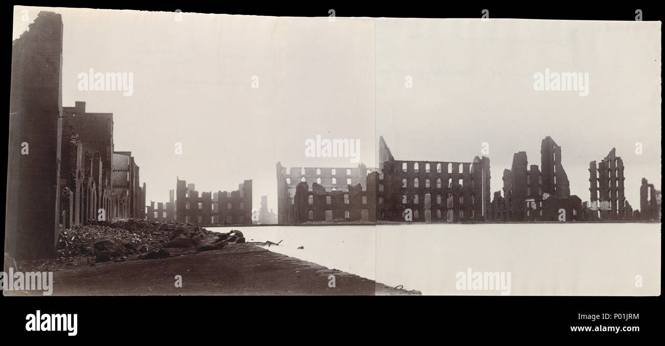 . Anglais : ruines de moulins à farine Gallego, Richmond. Le 2 avril 1865, que l'armée de l'Union recherche avancée sur Richmond, le général Robert E. Lee a donné l'ordre d'évacuer la ville. Un violent incendie a éclaté le jour suivant, le résultat d'une tentative de destruction des Confédérés tout ce qui pourrait être d'utilisation à l'invasion armée de l'Union. En plus de consommer vingt blocs carrés, y compris presque toutes les capacités dans le quartier commercial de Richmond, il a détruit l'énorme Gallego de moulins à farine, situé sur la James River et qu'on voit ici. Alexander Gardner, Mathew B. Brady's galerie ancien manager, puis son rival, ma Banque D'Images
