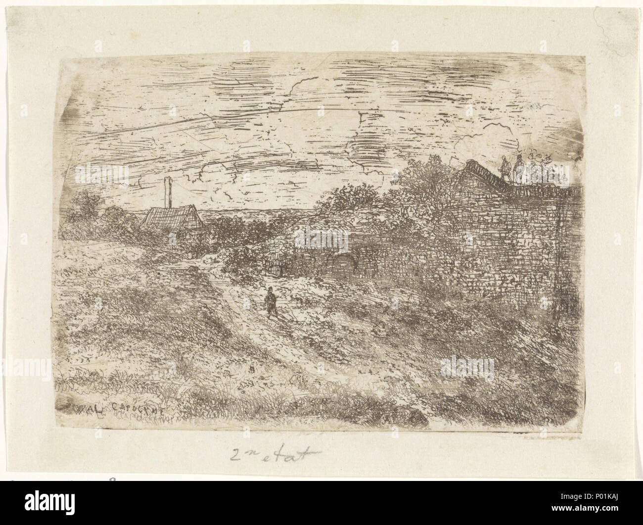 . Anglais : Maastricht, Pays-Bas. Vue d'un reste de l'ouest de la ville médiévale de Maastricht près de monastère capucin. Par l'artiste local Litograph et historien Arnoud Schaepkens (1816-1904). . 12 janvier 2015. Arnoud Schaepkens (1816-1904) 20 RP-P-1913-4485 Banque D'Images