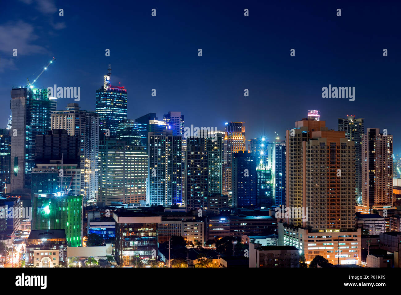 La ville de Makati Manille de la nuit Banque D'Images