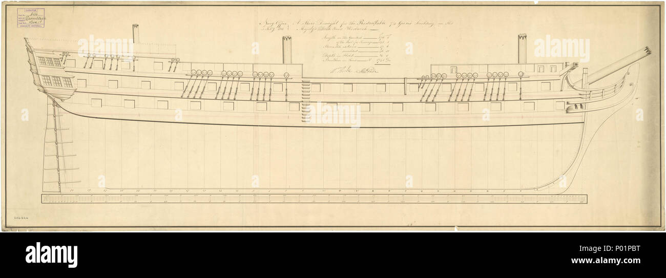 '6' redoutable (1815) RMG J3329 Banque D'Images