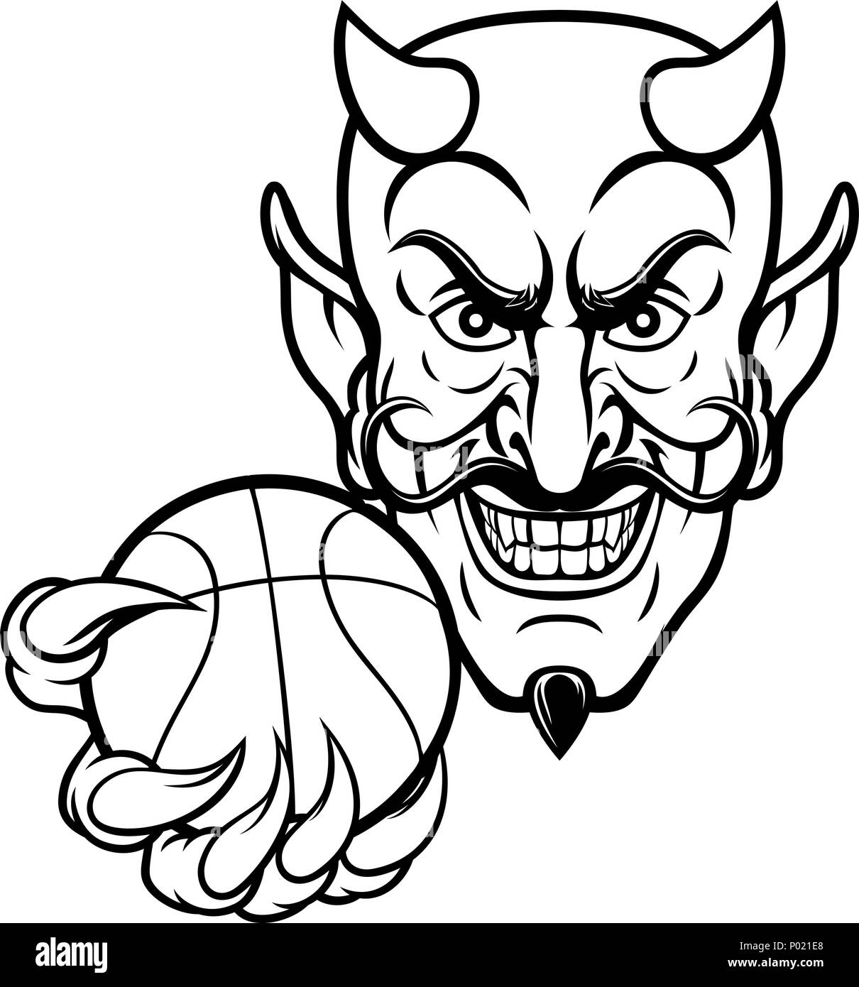 Sports Basket-ball diable Mascot Illustration de Vecteur