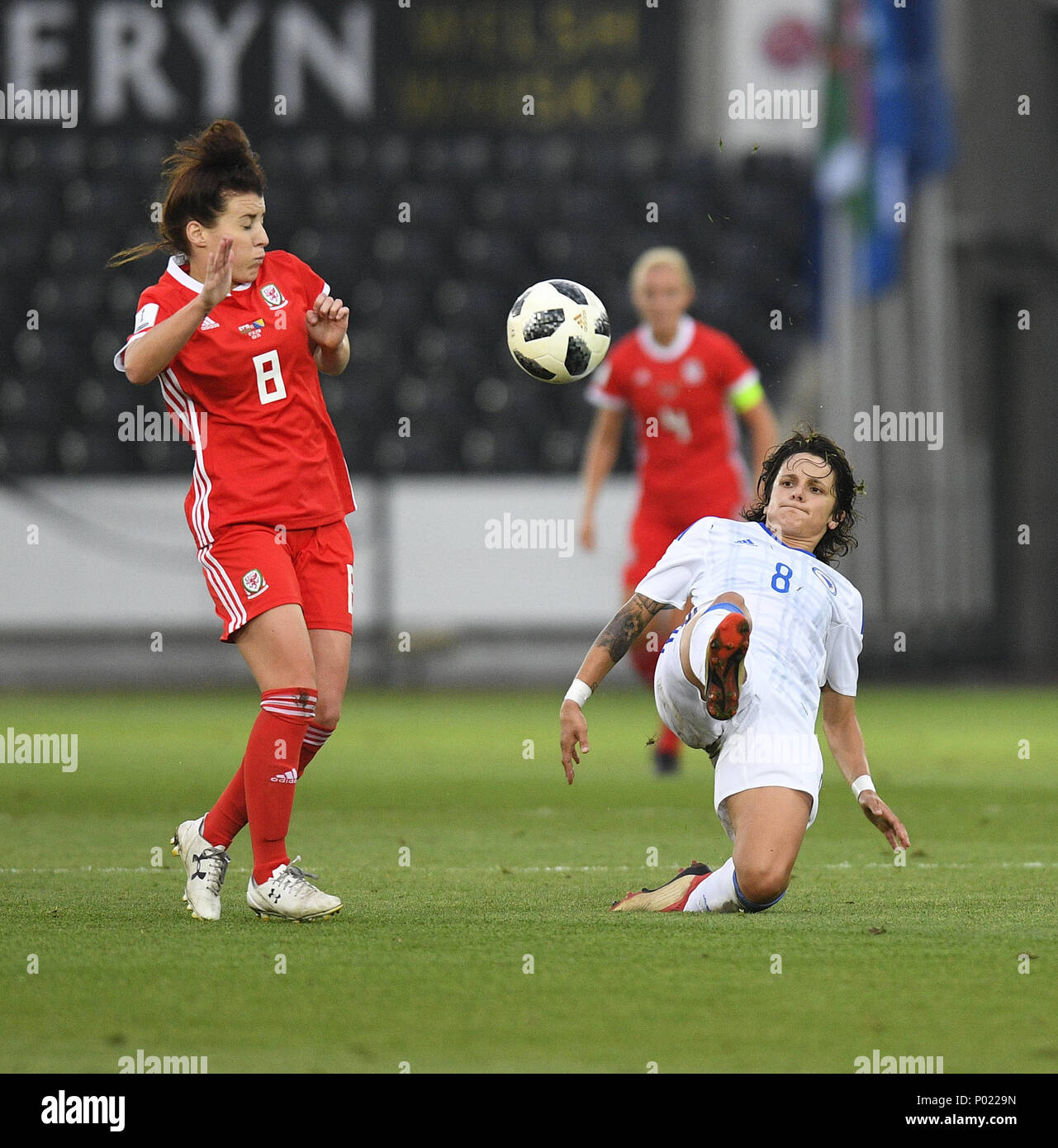 Pays de Galles v Bosnie en action lors de la Coupe du Monde féminine qualificatifs à Swansea Swansea Pays de Galles stade Liberty le 07 juin 2018 Graham / GlennSports Banque D'Images