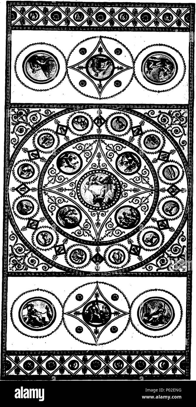 . Anglais : fleuron de livre : un livre de plafonds, composé dans le style de l'antique grotesque : conçu et gravé par George Richardson, architecte.  = Livre de plat-fonds, composés d'après les grotesques ; antiquités dessinés et gravés par George Richardson, architecte, 25 Un livre de plafonds, composé dans le style de l'antique grotesque- conçu et gravé par George Richardson, architecte Fleuron T090834-9 Banque D'Images
