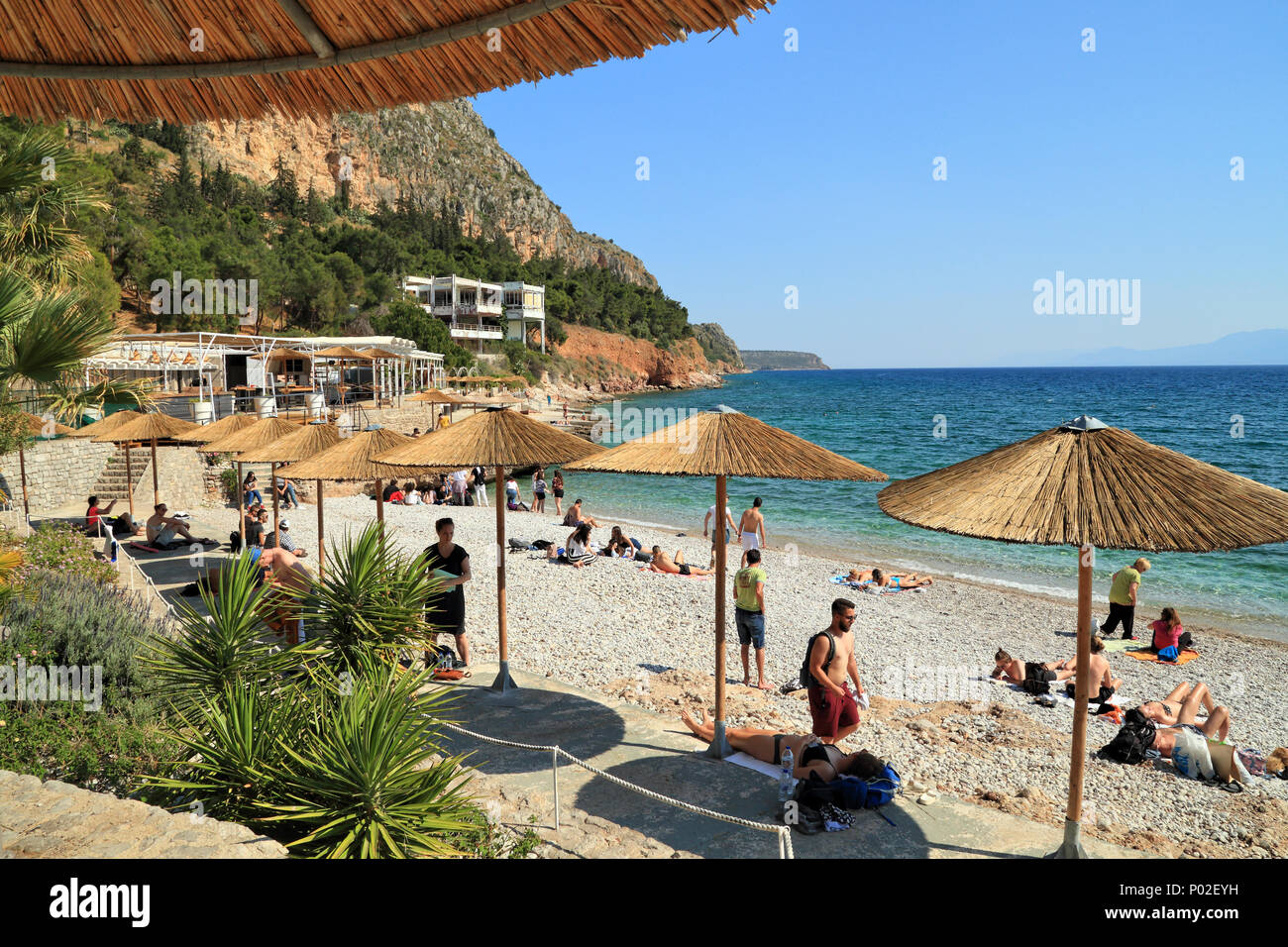 Plage de Arvanitia, Nauplie Banque D'Images