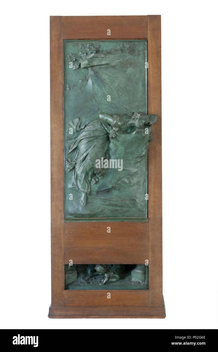 95 Stanislav Sucharda, Poklad (1897), bronz, dřevo 107 cm, Galerie moderního umění v Hradci Králové Banque D'Images