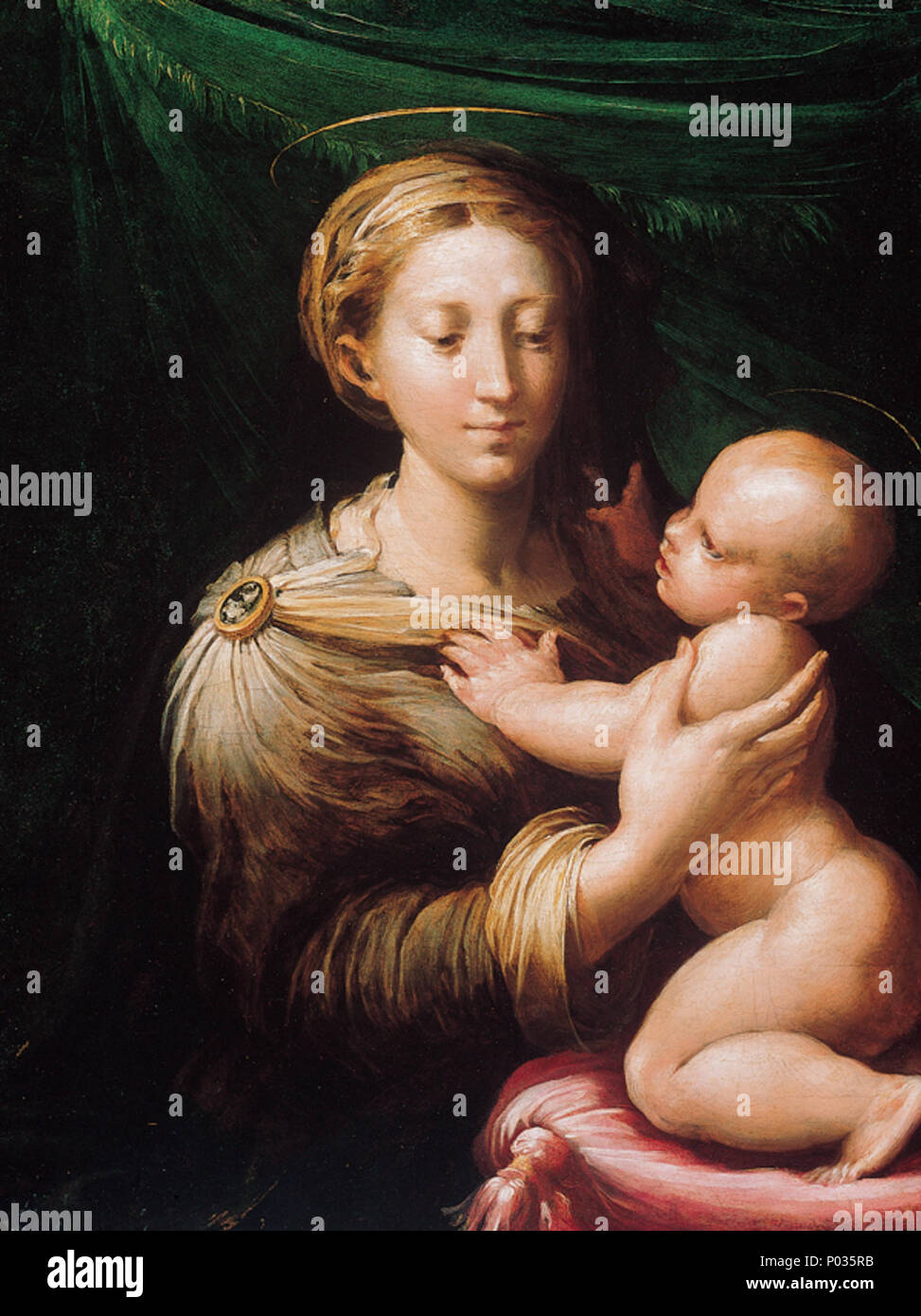 10 "La Madone et l'enfant", huile sur panneau peinture de Parmigianino (Girolamo Francesco Maria Mazzola) Banque D'Images