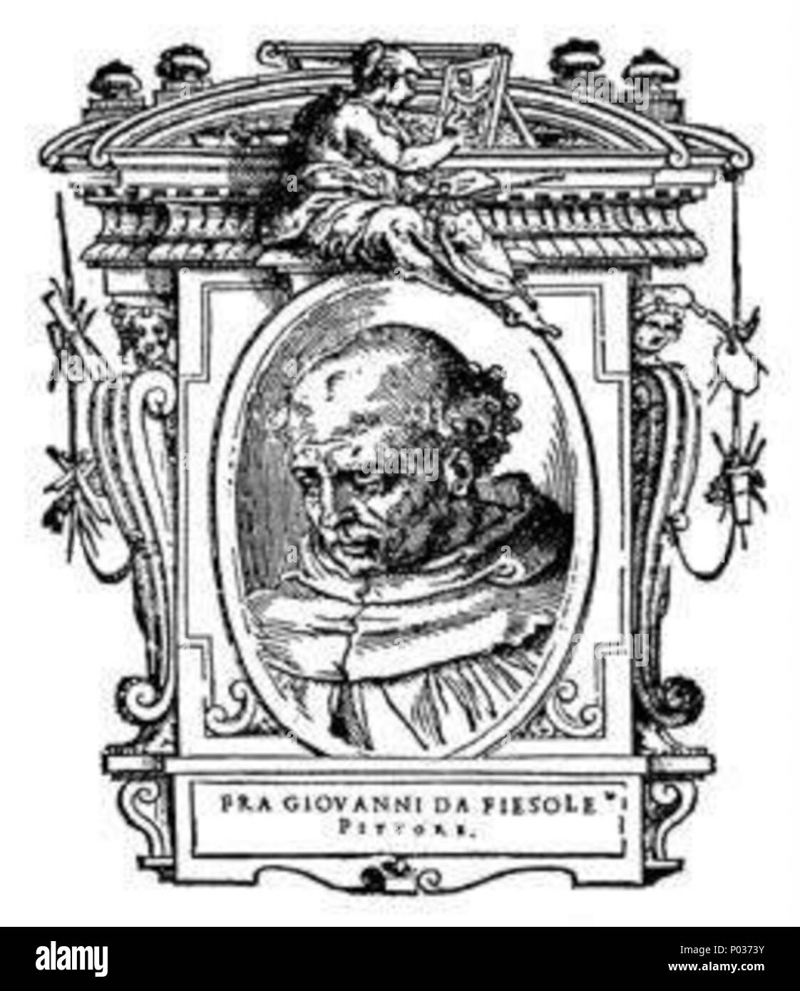 . Illustratio de 'Le' vite de Giorgio Vasari, édition de 1568. Pour l'artiste dépeint voir le fichier . 1568 14 047 le vite, fra Giovanni da Fiesole Banque D'Images