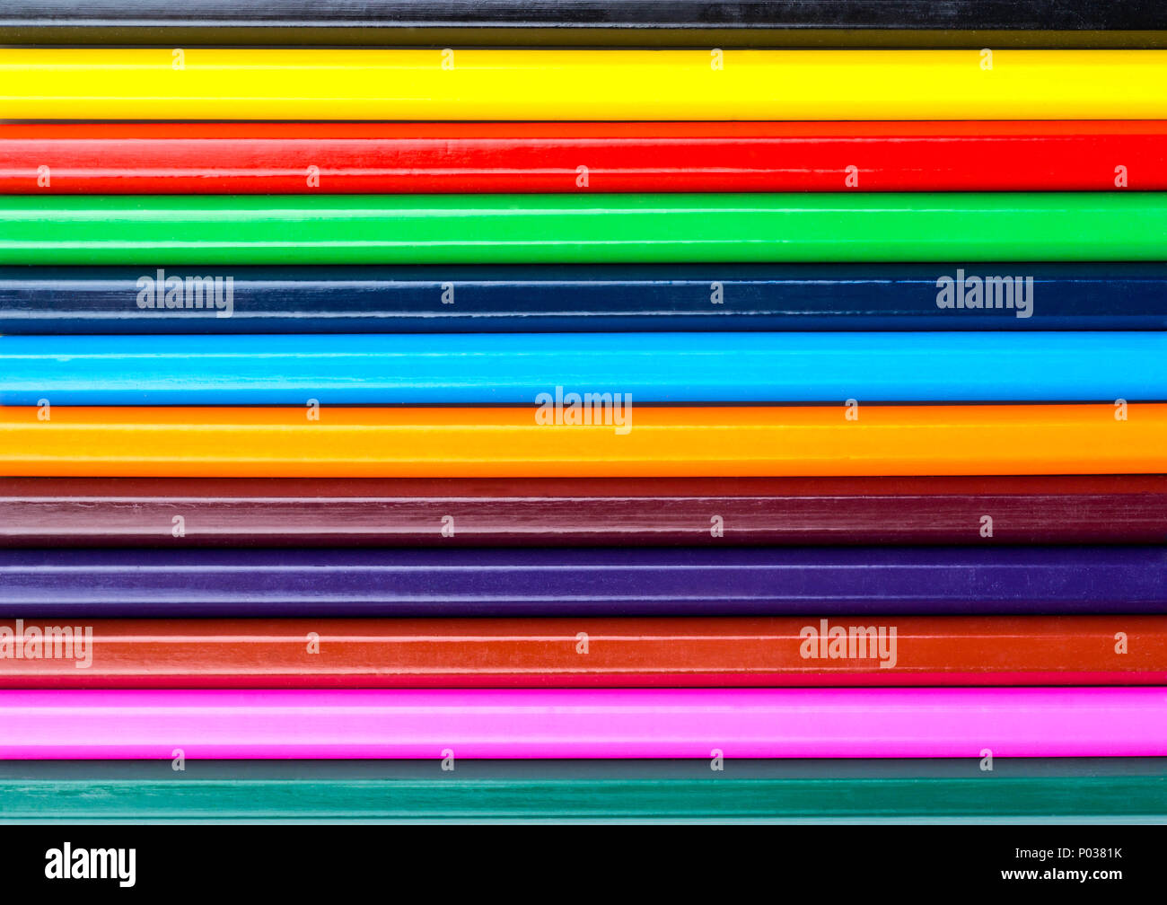 Arrière-plan de douze crayons multicolores pour le dessin Banque D'Images