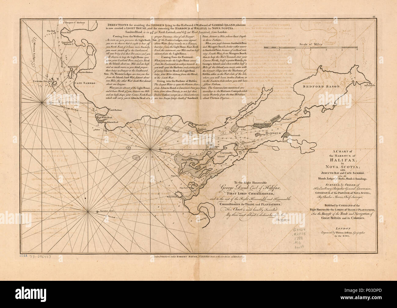 35 Un graphique de l'administration portuaire de Halifax, en Nouvelle-Écosse ; avec Jebucto Sambrô Bay et Cape, aussi les îles, corniches de roches, des hauts-fonds &AMP ; sondages. 73696467 LOC Banque D'Images