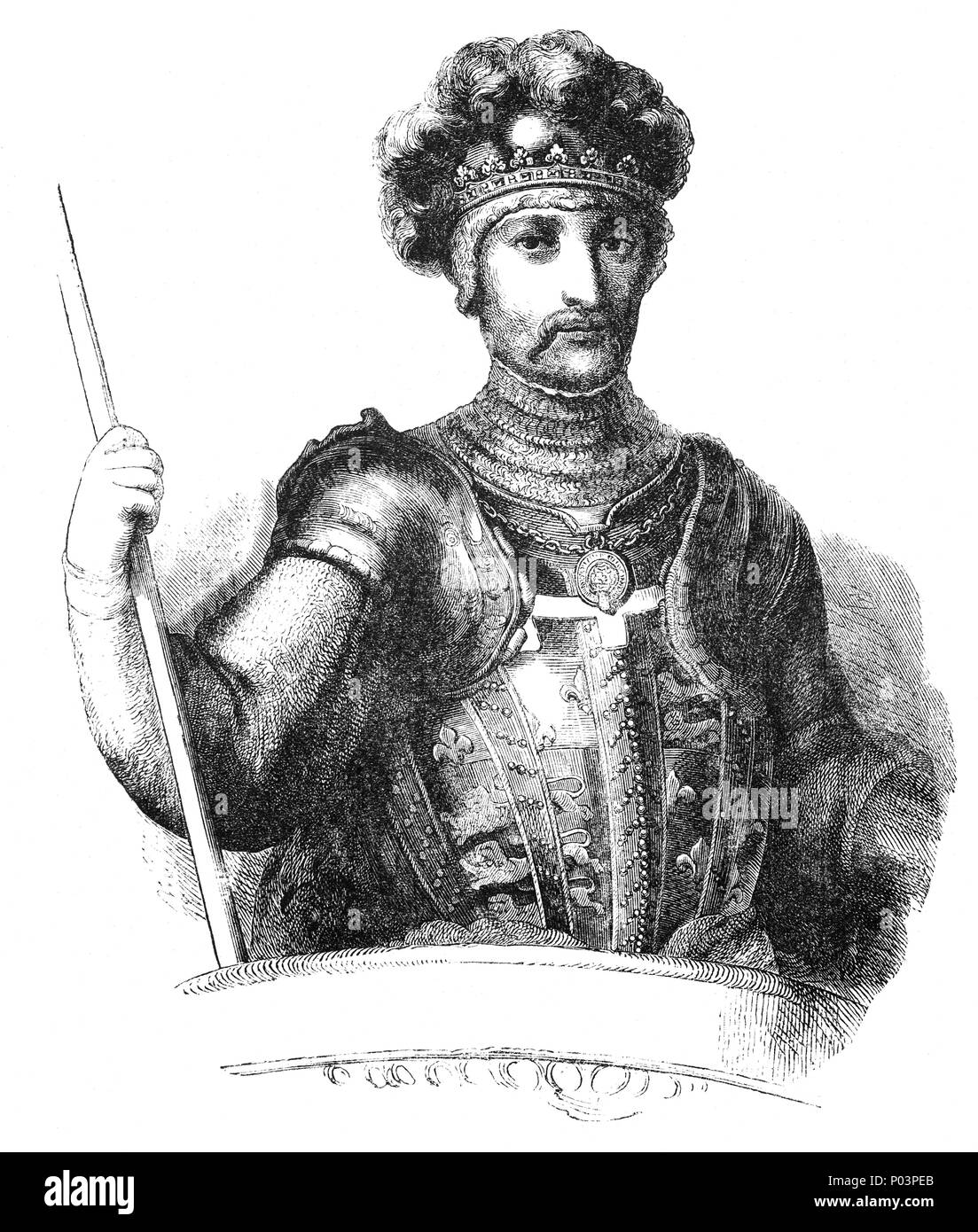 Édouard de Woodstock, connu comme le Prince Noir (1330-1376), était le fils aîné d'Édouard III, roi d'Angleterre, et de Philippa de Hainaut et a participé dans les premières années de la guerre de Cent Ans. Il meurt avant son père et n'est jamais devenu roi. Son fils, Richard II, a réussi à la place. Banque D'Images