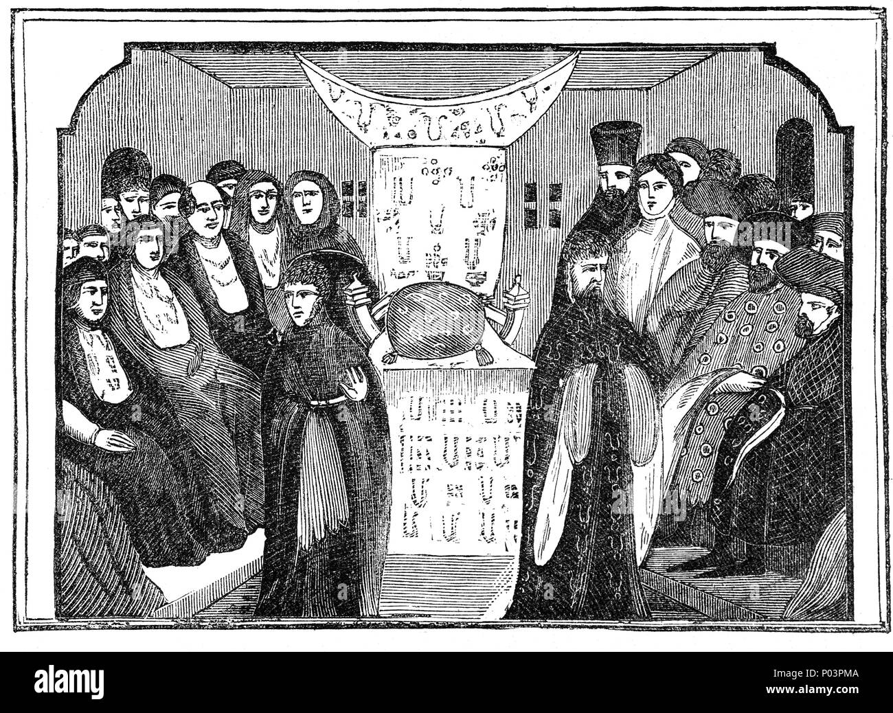 Seigneurs et paysans se rencontrent à Westminster Hall le mardi 30 septembre 1399 où le roi Richard II a renoncé à sa couronne de bon gré et ratifié sa déposition en invoquant comme raison de sa propre indignité comme un monarque. Il a suivi le roi Richard II promet d'abdiquer le 12 août 1399, si sa vie a été épargnée d'être remplacé par Henry Bolingbroke, le fils de Jean de Gand Banque D'Images