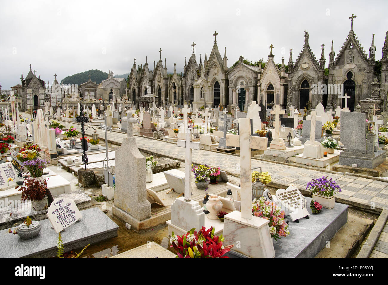 Par cimetières Convento de Santo Antonio Igreja, Caminha, Portugal. Banque D'Images