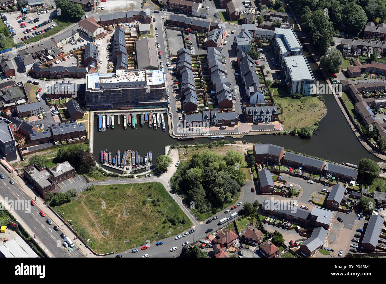 Vue aérienne de Droyslden Marina, Greater Manchester Banque D'Images