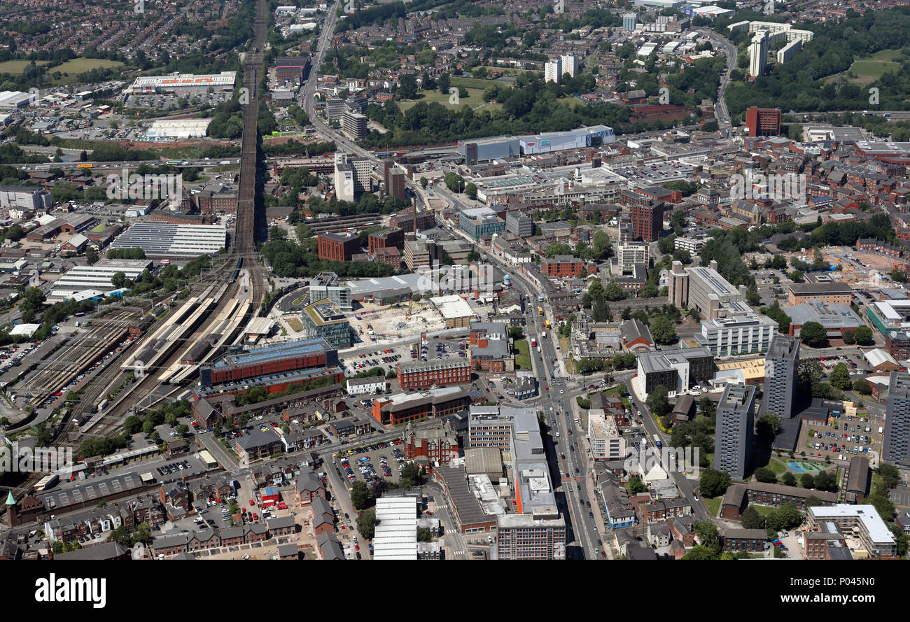 Vue aérienne du centre-ville de Stockport près de Manchester, Royaume-Uni Banque D'Images