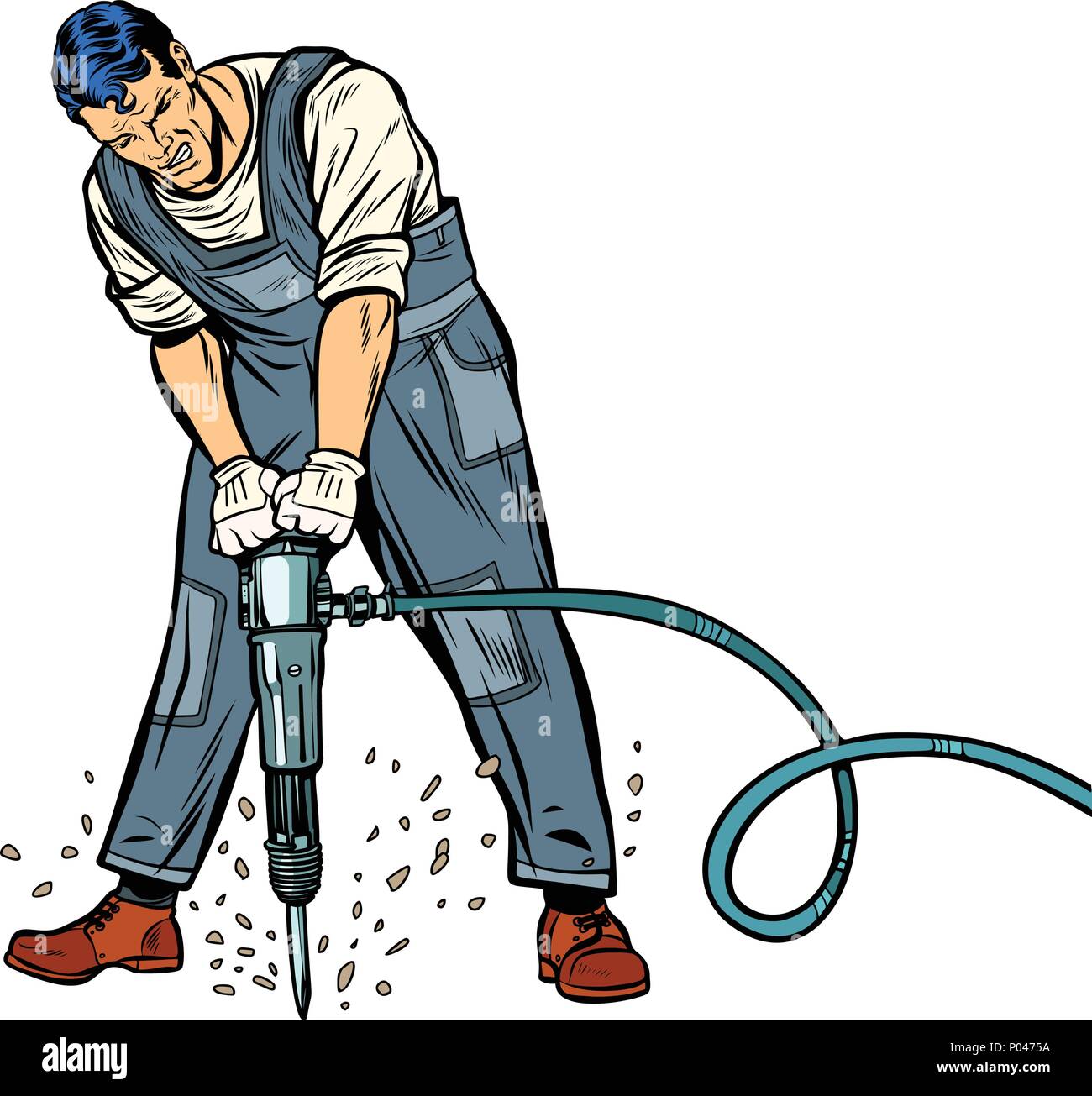 Working Man avec marteau-piqueur Illustration de Vecteur