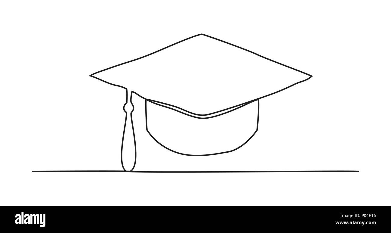 Un dessin de ligne Graduation cap Illustration de Vecteur