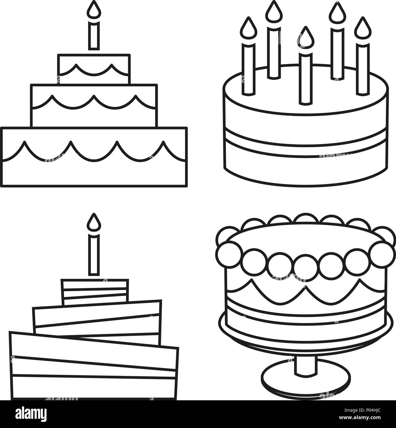 Les Dessins Au Trait Noir Et Blanc Jeu De Gateau D Anniversaire Image Vectorielle Stock Alamy Les Dessins Au Trait Noir Et Blanc Jeu De Gateau D Anniversaire Image Vectorielle Stock Alamy