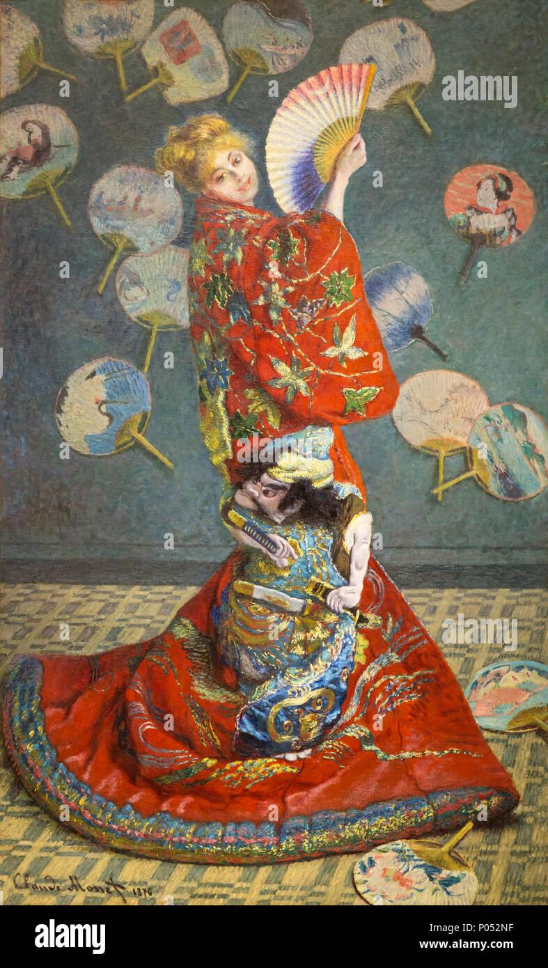 La Japonaise, Camille Monet en costume japonais, Claude Monet, 1876, Musée des beaux-arts de Boston, Mass., USA, Amérique du Nord Banque D'Images