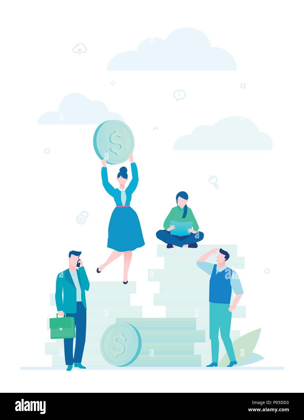 Le travail d'équipe - télévision style design illustration colorée Illustration de Vecteur