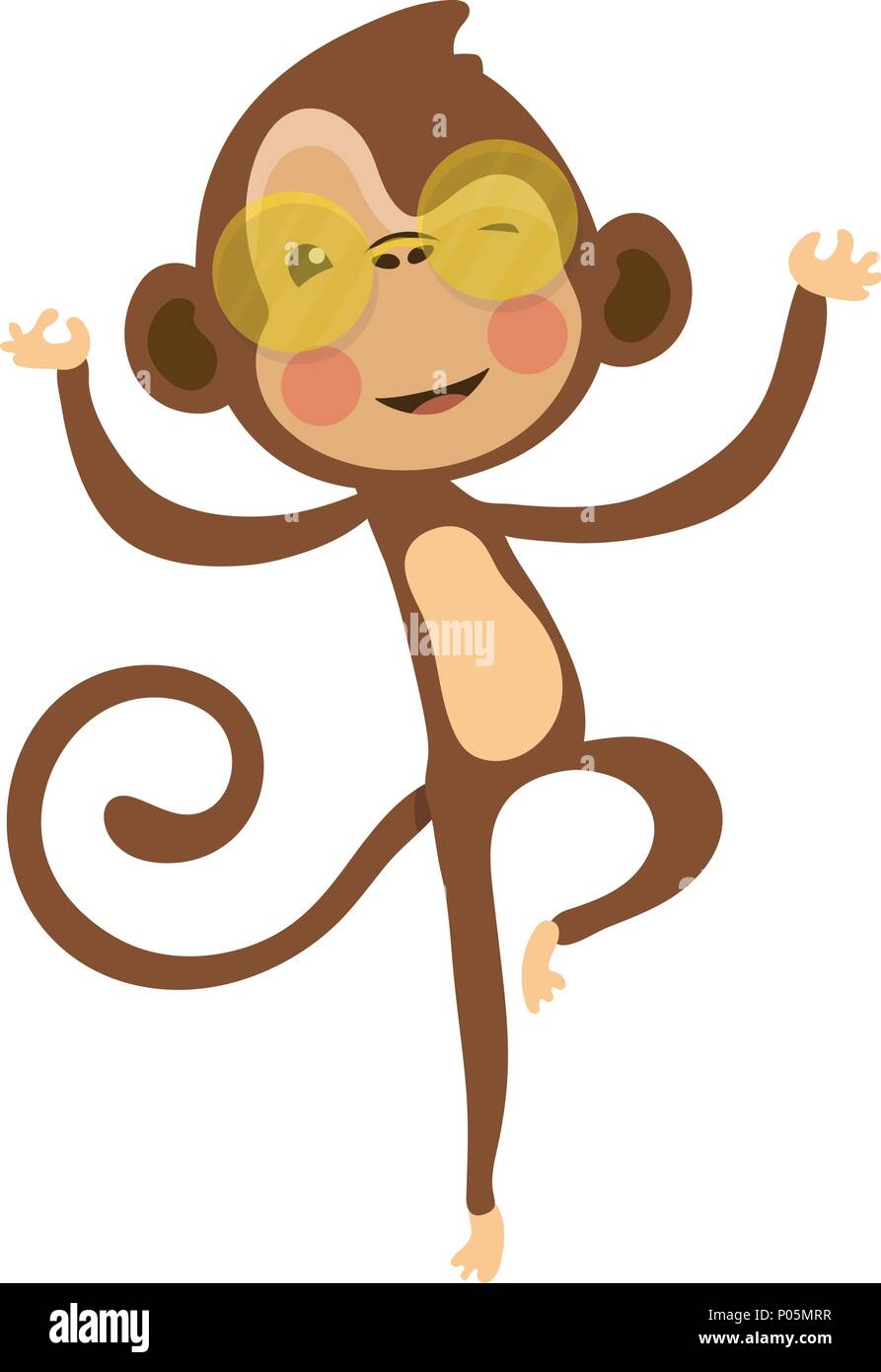 Cute monkey cartoon. Illustration de Vecteur