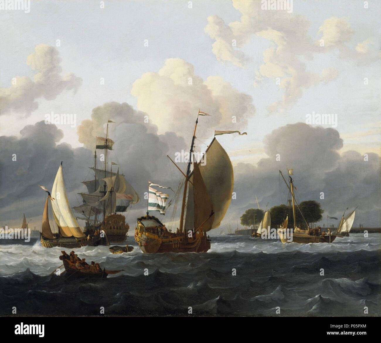 97 Un Yacht hollandais avant que le vent dans un port BHC RMG0919 Banque D'Images