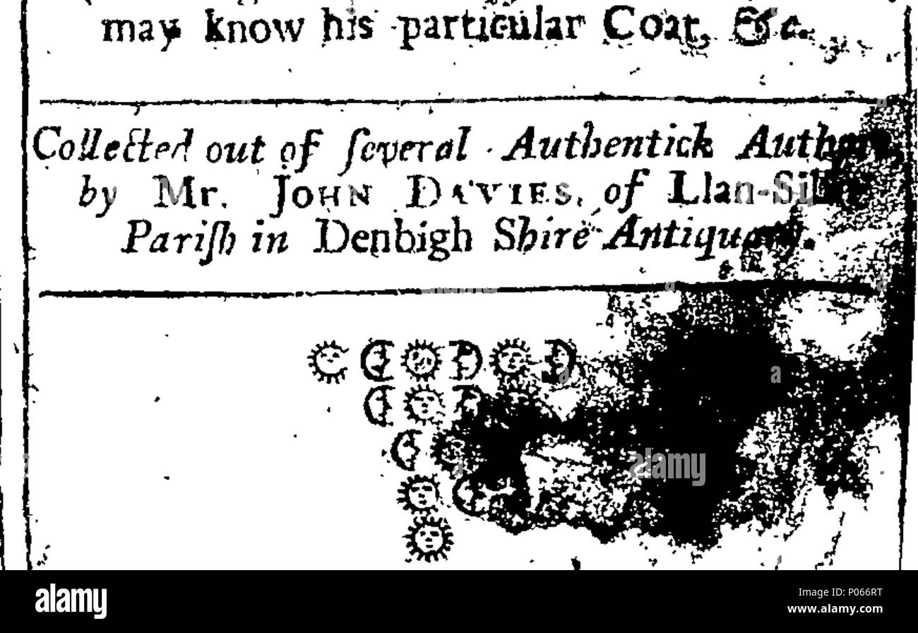 . Anglais : fleuron de livre : un écran d'herauldry, de la plupart des armures manteau particulier maintenant au utilisation dans les six comtés du nord du Pays de Galles, ... Recueillies à partir de plusieurs auteurs authentick, par M. John Davies ... Un herauldry 94 Affichage du fleuron T129339-1 Banque D'Images