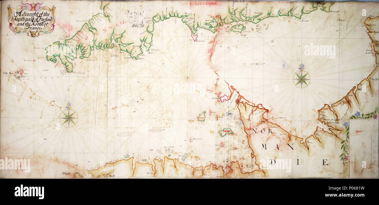 97 Une ébauche de la partie sud de l'Angleterre et le nord de la France RMG F2031 Banque D'Images