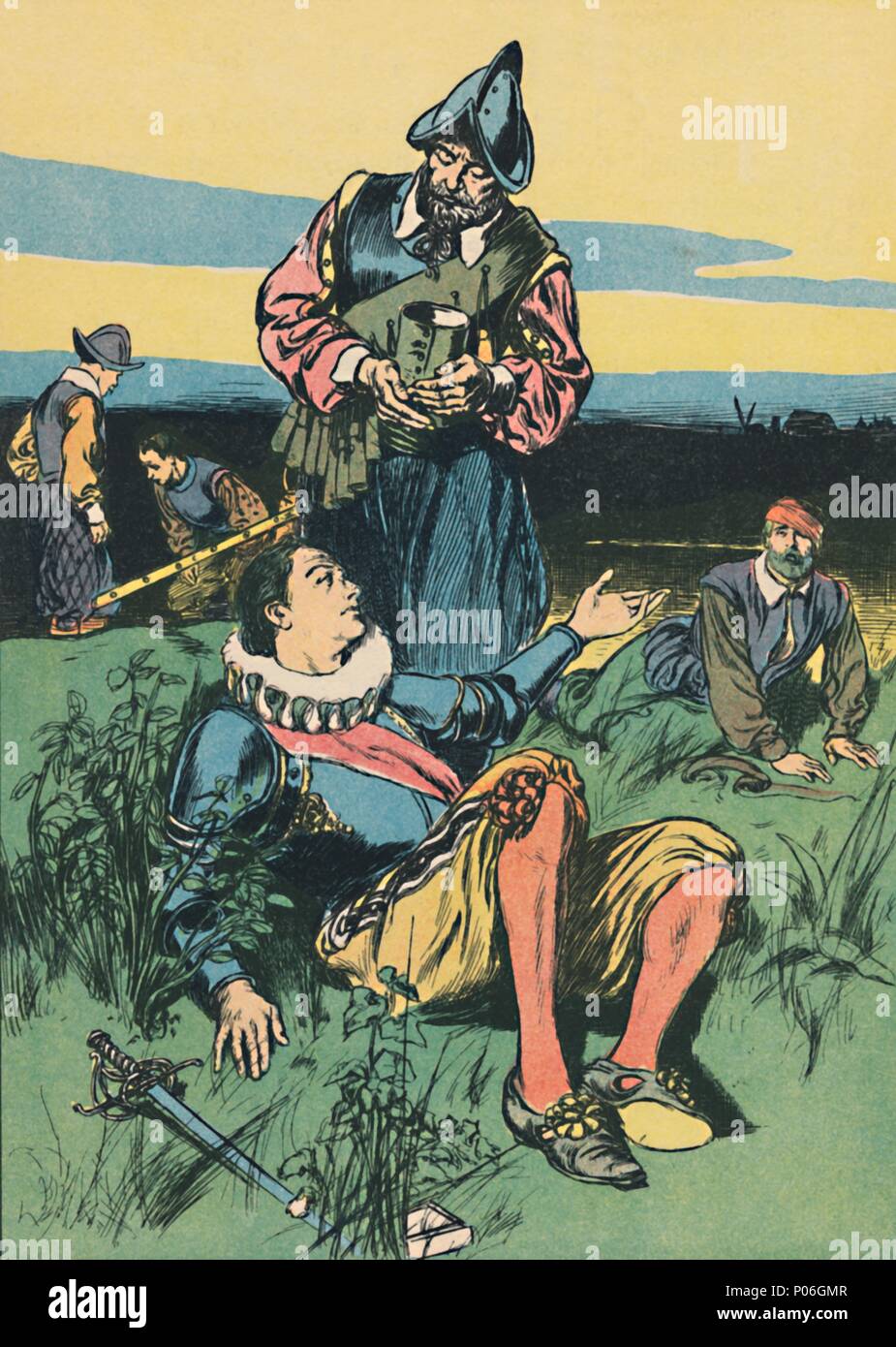 'Monsieur Philip Sidney et le soldat mourant', c1907. Artiste : Inconnu. Banque D'Images