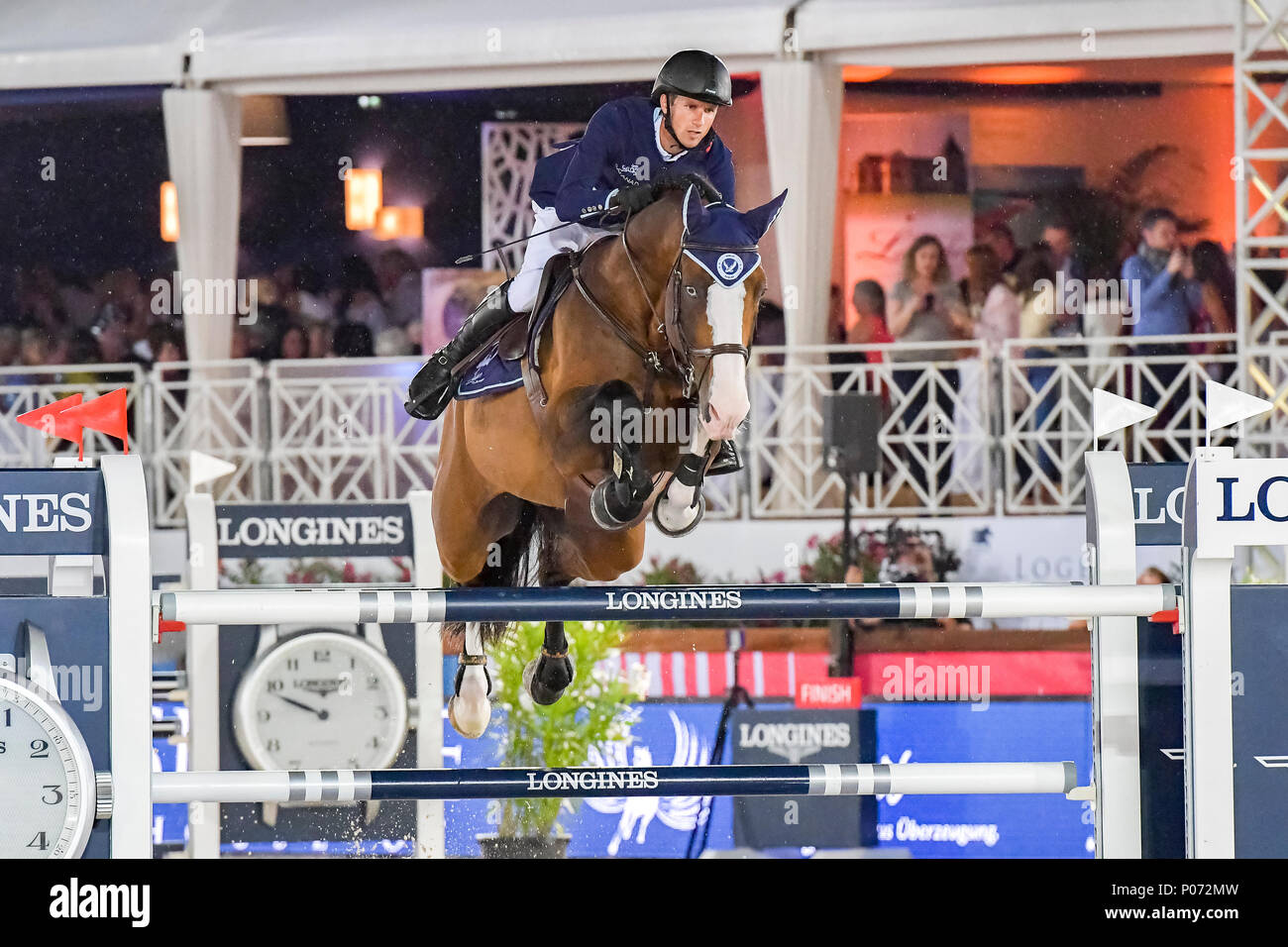 Cannes, France. Le 08 juin, 2018. L'Allemand Christian Kukuk Team Berlin Aigles sur Limonchello NT fait concurrence au cours de la Ligue des Champions Mondial 2018 Longines à Cannes le 08 juin 2018 Crédit : BTWImages Sport/Alamy Live News Banque D'Images