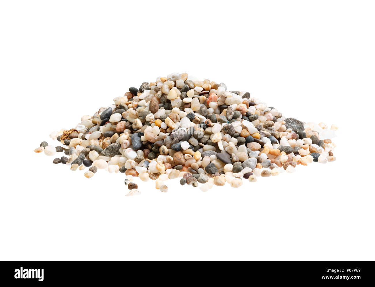 Tas de sable quartz mélanger avec de petites pierres isolées granulaire sur w Banque D'Images