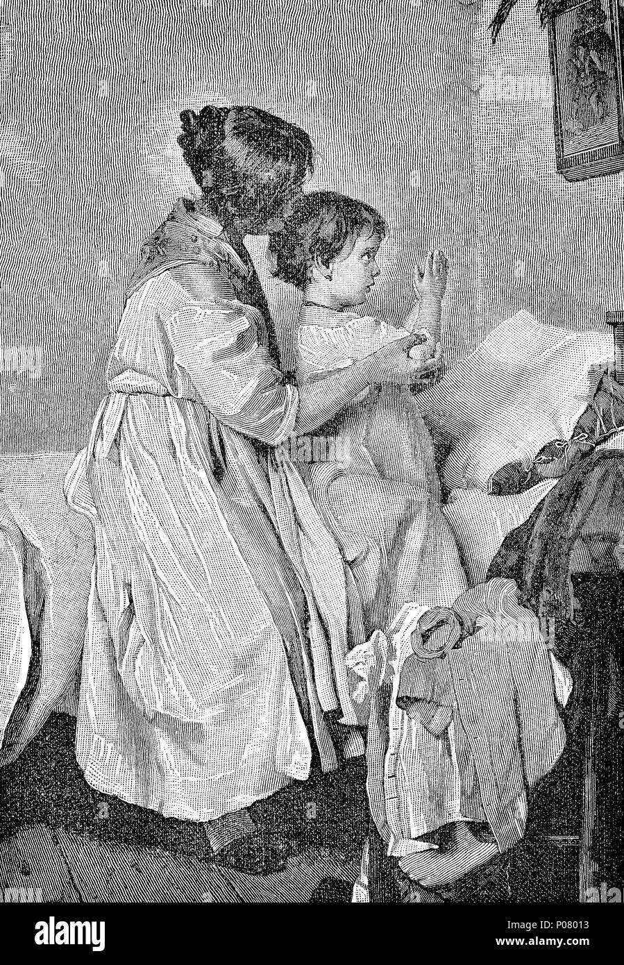 Enfant à la prière du soir, genre beim Abendgebet numérique, l'amélioration de la reproduction de l'original d'imprimer à partir de l'année 1881 Banque D'Images