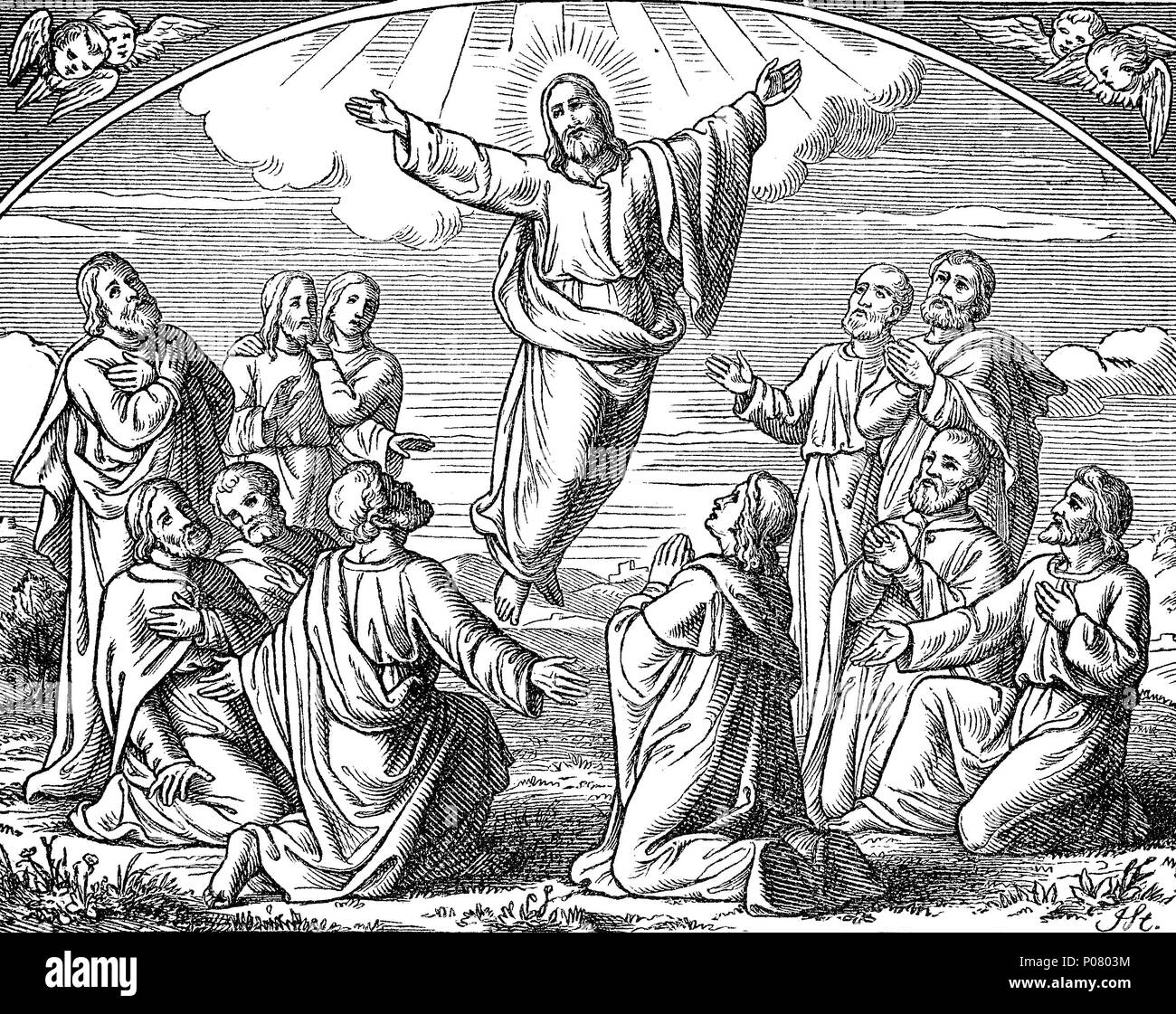L'ascension de Jésus est le départ du Christ de la terre dans la présence de Dieu. Christi Himmelfahrt numérique, l'amélioration de la reproduction de l'original d'imprimer à partir de l'année 1881 Banque D'Images