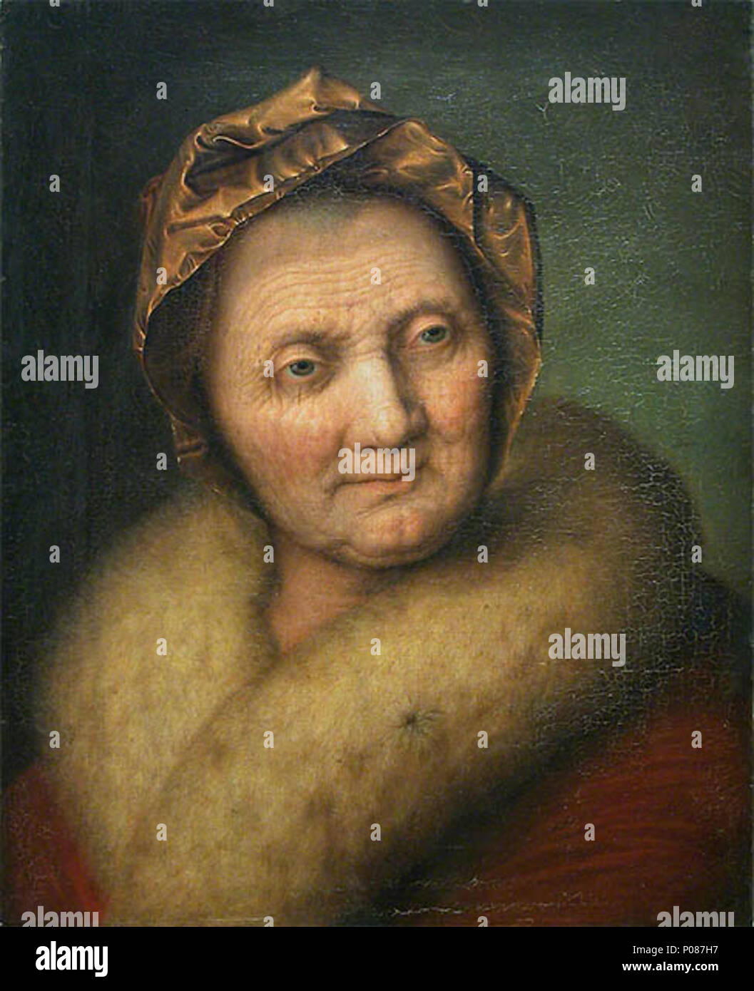. Chef d'une vieille femme avec un bonnet et col fourré . Entre 1805 et 1837 258 Johann Joseph Achermann (manière de Balthasar Denner) - vieille femme (INV 1209) Louvre Banque D'Images