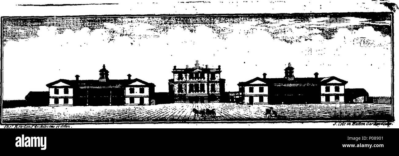 . Anglais : fleuron de livre : un traité général de l'architecture. En sept livres. Contenant tout ce qui est nécessaire pour être connu à l'immeuble, avec plusieurs nouveaux modèles de maisons, &c. et aussi les plans de leurs différentes situations. D'une manière entièrement nouvelle et agréable. Être une Introduction à la connaissance de l'architecture et du bâtiment, et pour mieux comprendre les règles de Vitruve, Palladio, Scamozzi, et d'autres fois Antient et moderne. Par Thomas Rowland, de New-Windsor, Gand. Pour ce qui est ajouté, un travail de la main-d'infini et de dépenses, sous la forme des tableaux pour le mesurage d'un Banque D'Images