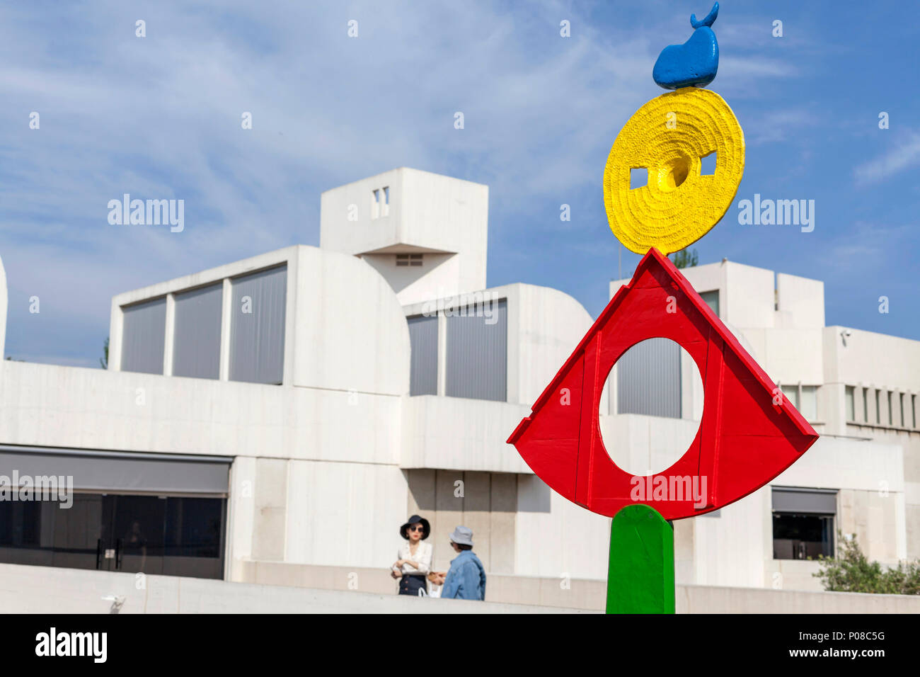 La Fondation Joan Miro, Miro Fundacio, extérieur bâtiment conçu par Josep Lluis Sert dans le parc de Montjuic de Barcelone. Banque D'Images