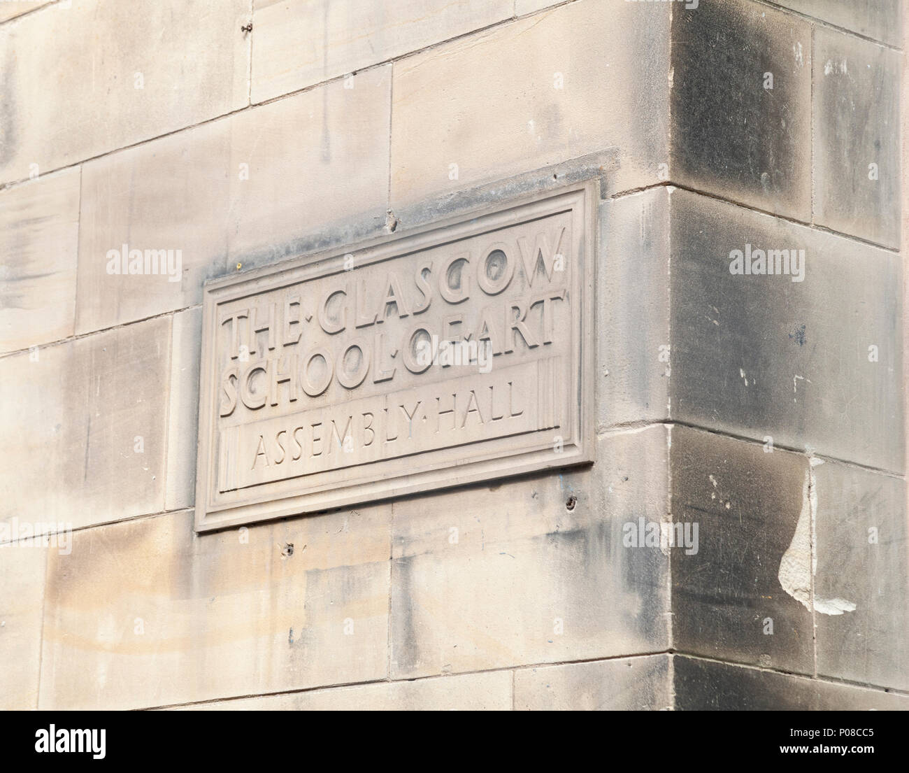 Glasgow, Royaume-Uni. De près de l'extérieur de la Glasgow School of Art building, Ecosse, Royaume-Uni conçu par l'architecte Charles Rennie Mackintosh Banque D'Images