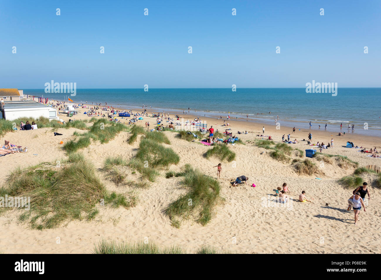 Dunes de sable de Camber Sands Beach, le carrossage, East Sussex, Angleterre, Royaume-Uni Banque D'Images