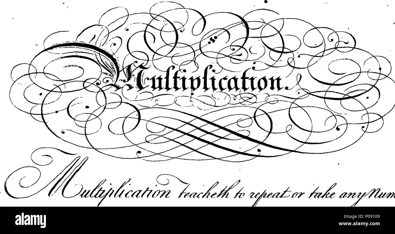 . Anglais : fleuron de livre : un nouveau livre de arithmetick jeu. Contenant des titres, des tableaux, des définitions et des notes, des plus nécessaire que les règles de l'art. étant curieusement orné de variété de calligraphie et le commandement de la main. Dans la plus libre et la façon naturelle par William Kippax ... 144 Un nouveau livre de arithmetick jeu Fleuron T118631-25 Banque D'Images