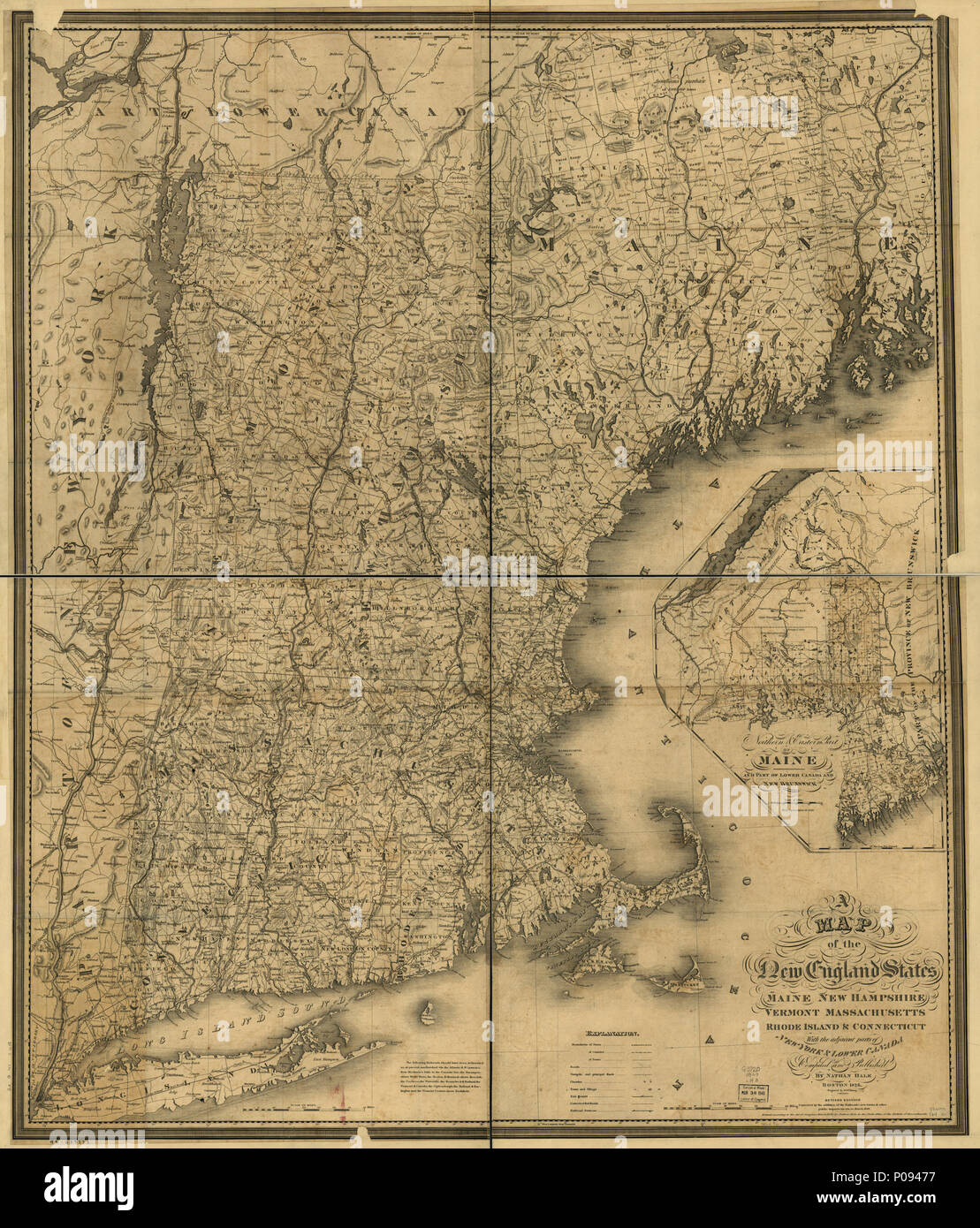 . Anglais : cantons et détaillée carte indiquant le drainage, par l'allégement de hachures, villes et villages, routes, chemins de fer, et d'affectation. . Une carte des états de la Nouvelle-Angleterre, Maine, New Hampshire, Vermont, Massachusetts, Rhode Island et Massachusetts avec les parties adjacentes de New York et le Bas-Canada, compilé et publié par Nathan Hale, Boston, 1826.. 1849. Hale, Nathan 129 Une carte des états de la Nouvelle-Angleterre, Maine, New Hampshire, Vermont, Massachusetts, Rhode Island, Connecticut &amp avec les parties adjacentes de New York &AMP ; Bas-canada ; compilé et publié par Nathan Hale, LOC 98688378 Banque D'Images