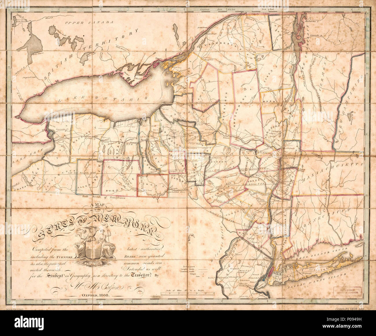 129 Une carte de l'État de New York - compilées à partir des dernières autorités - y compris le turnpike roads maintenant accordé, comme également les principales routes commune y relative - destiné aussi bien pour les LOC 2014585742 Banque D'Images
