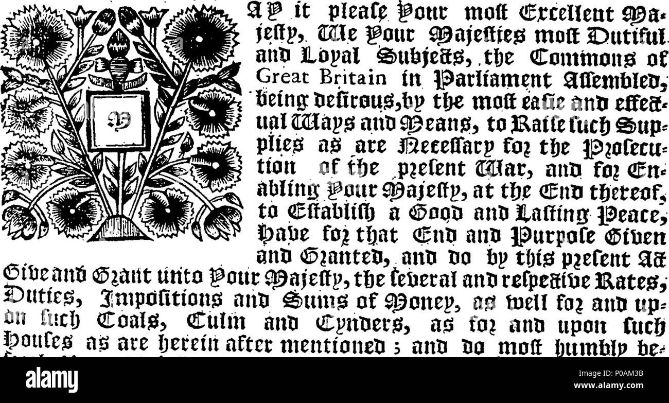 . Anglais : Fleuron du livre : une loi pour l'octroi de l'aide à Sa Majesté, pour être élevé par une taxe en Grande-Bretagne, pour le service de l'année mille sept cent onze. 297 Loi portant octroi à Sa Majesté de l'aide d'un fleuron N052241-8 Banque D'Images