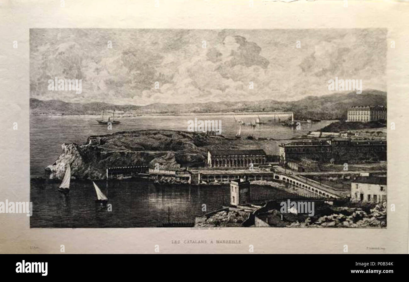 . English : Gravure de Lucien Gautier représentant le quartier des Catalans à Marseille. . 28 janvier 2016, 15:23:55. 1 Lucien-Marcellin Rvalette Gautier-eaux-fortes-Les Catalans-Marseille Banque D'Images