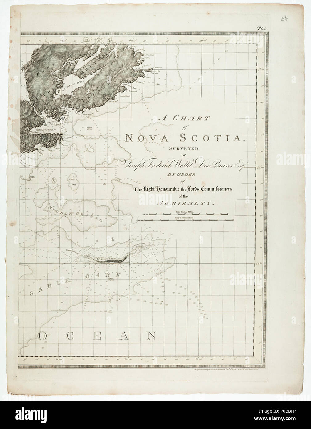 . Anglais : un graphique de la Nouvelle-Écosse il y a 8 versions de cette carte dans la collection. 10H HNS un graphique de la Nouvelle-Écosse . 1775. Des Barres ; Joseph Frederick Wallet Des Barres 35 Un graphique de la Nouvelle-Écosse RMG K0434 Banque D'Images